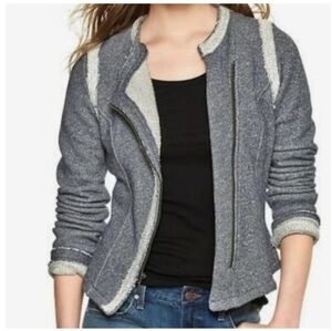 Gap Designed and Crafted Zip Moto Fitted Jacket in Blue Gray/White - Size S